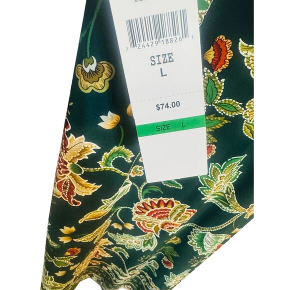 NWT R&K Floral Midi Dress Tie Belt Women’s Sz Large 3/4 Sleeve Green - Picture 10 of 10